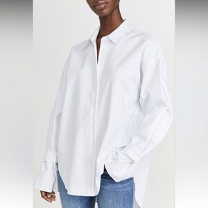 Good American White Button Down Oversized Shirt Jacket